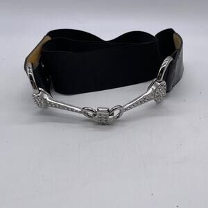 Chico's‎ Womens Rhinestone Embellishment Snap Closure Elastic Waist Belt Size L